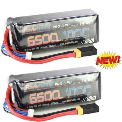 Powerhobby 4s 14.8v 6500mah 100c Lipo Battery w XT60 Plug + Adapter (2)