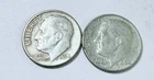 1964 D Roosevelt Dimes, 90% Silver Lot Of 2 Circulated Coins Free Shipping #8704