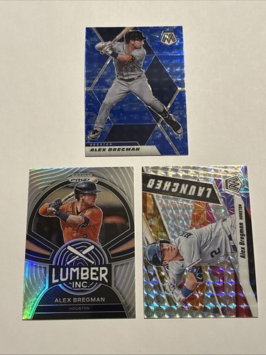 Alex Bregman 3 Card Refractor Lot Panini Mosaic Prizm Astros