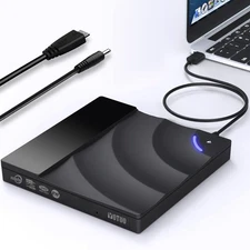 External DVD Drive for USB 3.0 Type C, Portable DVD Write CD Burner RW ROM Optic