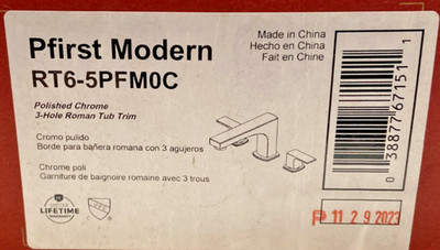Pfister RT6-5PFM0C Pfirst Modern Deck Mounted Roman Tub Filler - Polished Chrome