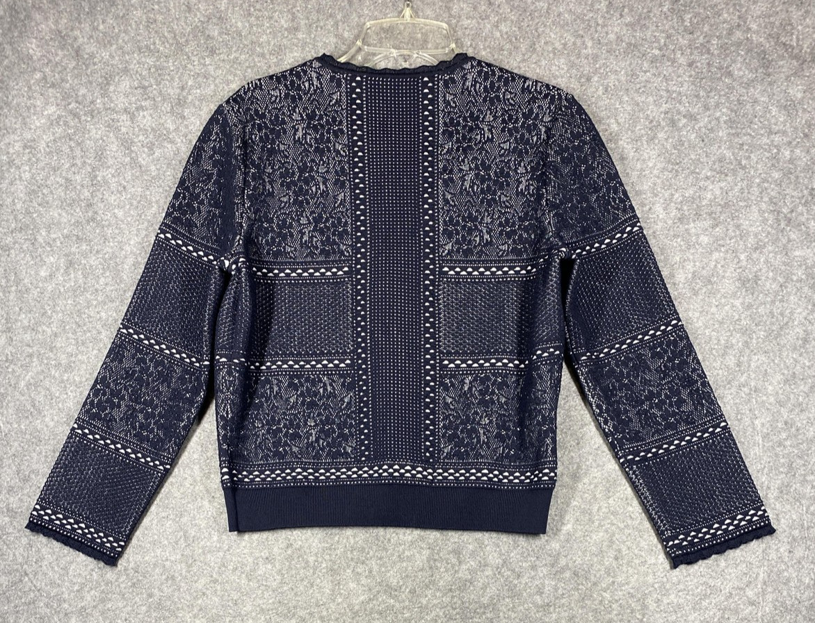 Alexander McQueen Skirt Cardigan Set Womens L/IT 40 Navy Jacquard Made in Italy image 7