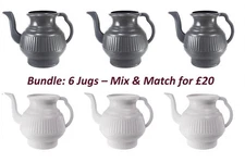 6 x Modern Bodna Lota Toilet Wash Jug 2.25 Litres HDPE (3 Gray, 3 White)