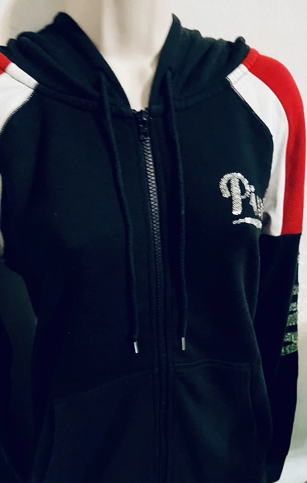 Sudadera con Capucha y Jogger Y2K Victoria’s Secret ROSA Mega Bling Colorblock Talla MED Foto 3 de 4