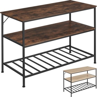 Küchenregal Standregal Mikrowellenregal Industrial Regal 3 Ablagen Metall + Holz