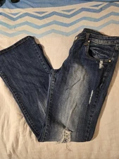 Crest Jeans Womens Size 13/14 Denim, Blue, Light Distress, Straight Boot Cut VTG