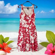 Lauren Ralph Lauren Fit & Flare Dress Floral Hawaiian Resort Cocktail Sz 10