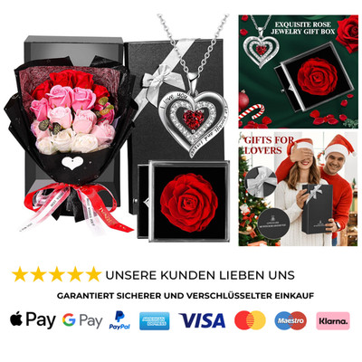 Rosen Schmuckgeschenkbox Halskette Set Geschenk für Frau Mama Freundin