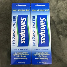 2xSalonpas Deep Pain Relieving Gel Topical Analgesic Pain 2.75oz  Exp 2027+