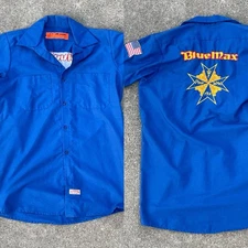 Rare Red Kap Brand BLUE MAX Funny Car Work Shirt Button Down Short Sleeve Small