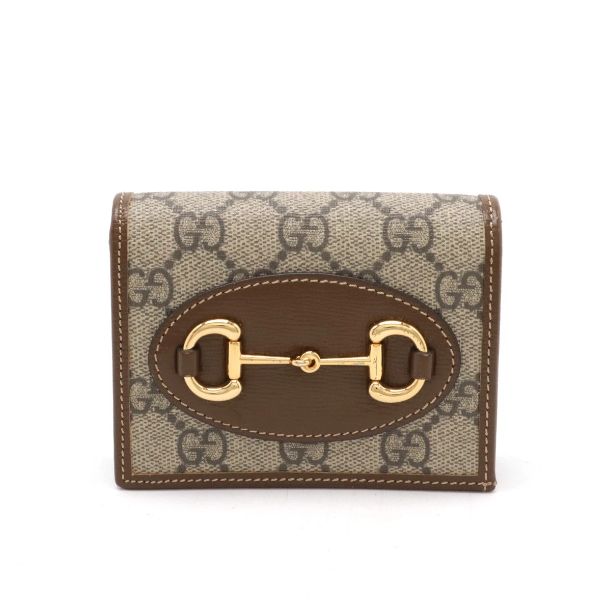 Portefeuille porte cartes GUCCI Horsebit 1955 GG Supreme portefeuille à deux volets portefeuille beige