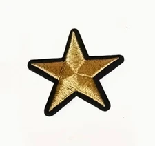 2" GOLD STAR - FIVE POINTED - Embroidered Iron On/Sew-On Patch