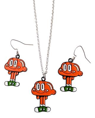 Amazing World of Gumball Darwin Watterson 1.4'' Tall Earrings & Pendant Necklace