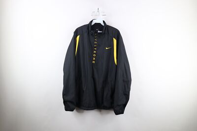 Vintage Nike Livestrong Mens XL Spell Out Lance Armstrong Pullover Jacket Black