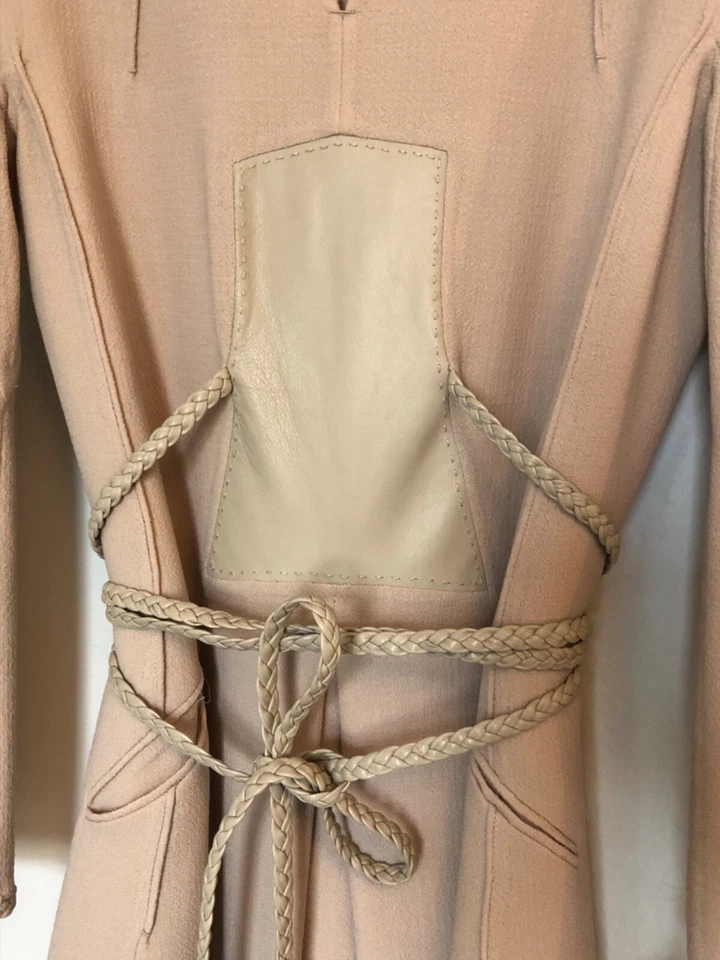 Nuevo con etiquetas Impresionante Vestido Chado Ralph Rucci Lana y Cuero Talla 8 EE. UU. Foto 3 de 4