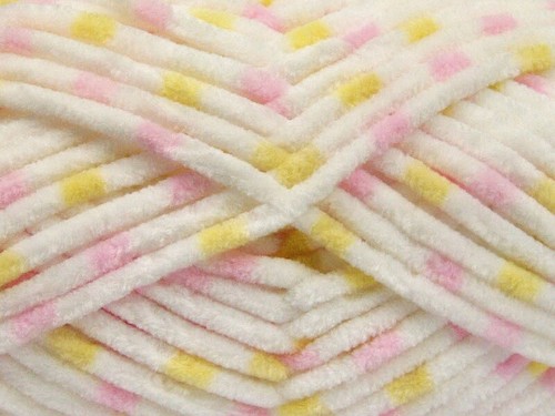 4-Skein Lot Chenille Baby Colors Yarn medium white pink yellow - Picture 2 of 4