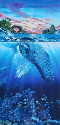 Robert Lyn Nelson HAND SIGNED Three Worlds Whale Orca Coral Reef