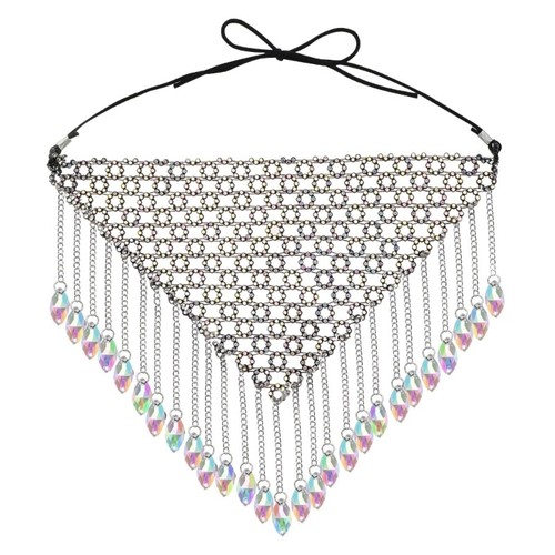 Crystal Mask with Black Fringe Rhinestones Face Masks for Dance Performances - Picture 2 of 10