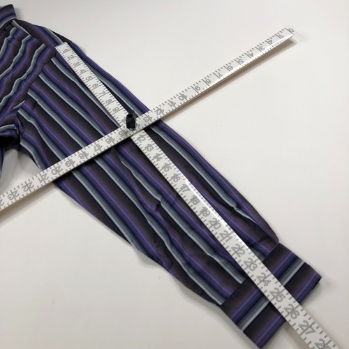 Bugatchi Uomo 16/35 Button Long Sleeve Striped Dress Shirt Purple PLS READ - Picture 7 of 11