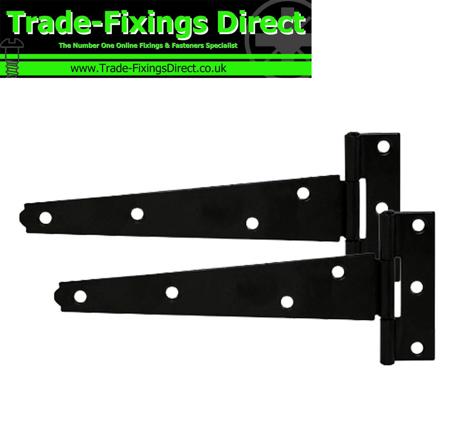 BLACK FINISH TEE HINGES 4" 24" SHED DOOR & GATE HINGE 100MM