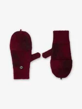 Burberry Wool Check Ribbed Fingerless Gloves Women's S/M Ripple & Plum