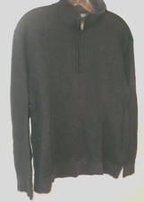 Van Heusen Heather Gray 1/4 Zip Cotton/Polyester Pullover Sweater Size L EUC