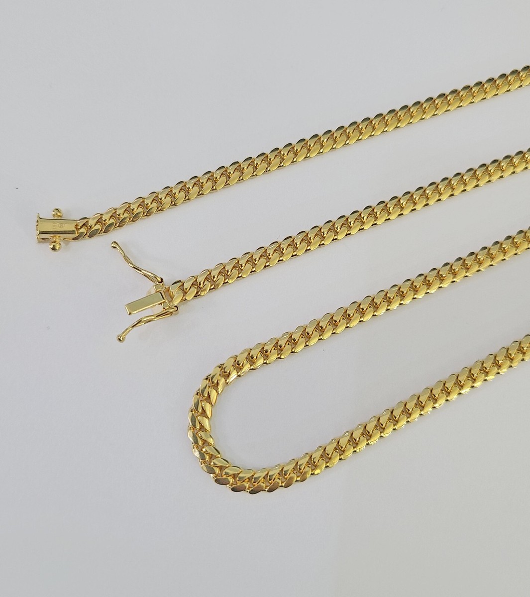 18k Solid Miami Cuban Necklace Chain Yellow Gold 4mm 22