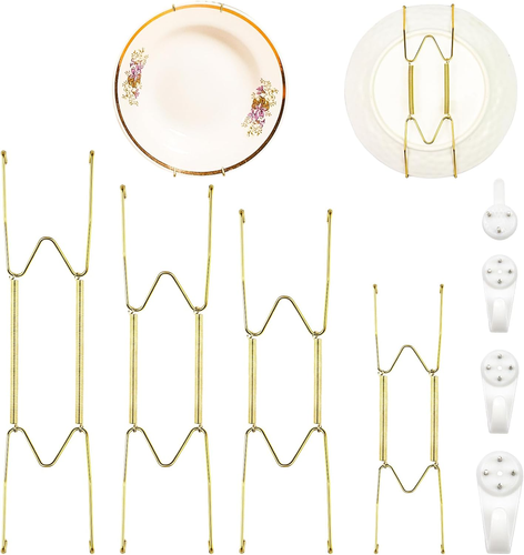 4 Pcs Plate Hangers for Walls, 6/8/10/12 Inch Wall Plate Hangers, Invisible Wire