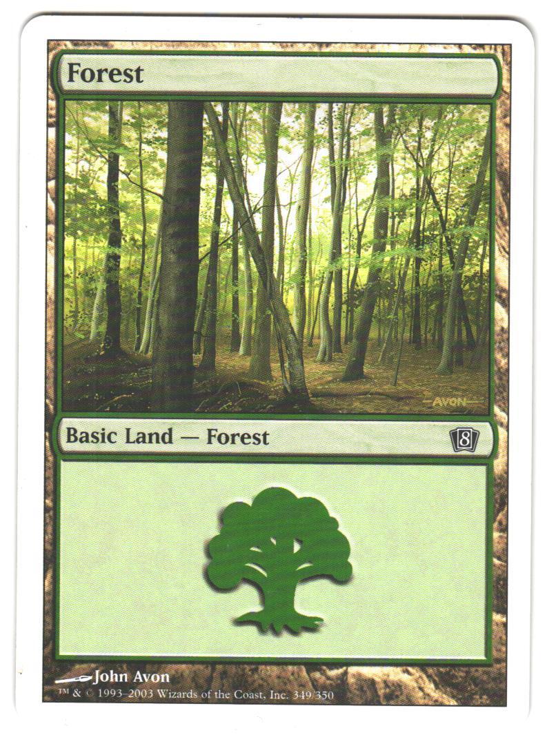 Magic_the_gathering 8th Edition Forest (349) #349 2003, LP Land