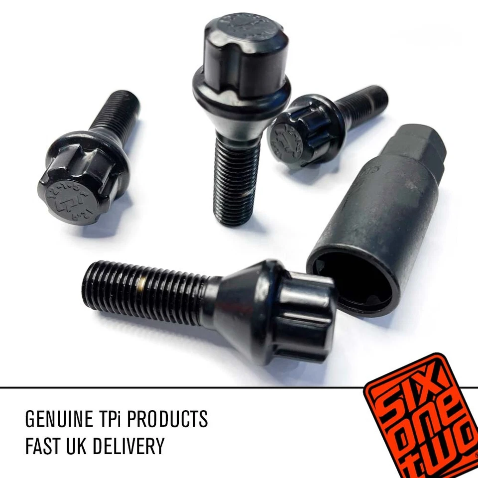 Parafusos de roda de bloqueio TPi 12x1.50 preto cônico 32mm conjunto de trava ecológica compatível com RENAULT - Imagem 3 de 4