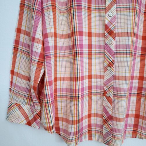 Talbots Basket Plaid Cotton Blend Button Down Collar Shirt Size XL Spring Office - Picture 3 of 11