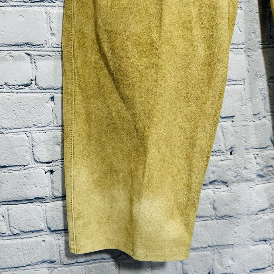 Vintage 100% Leather Camel Straight Leg Citi By Yansi Fugel Pants Sz 10 - Image 2 of 4