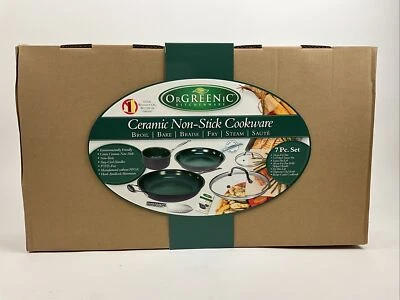 Orgreenic Kitchenware Ceramic Nonstick Cookware 7 Pc Set New