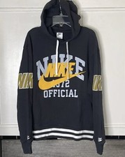 Nike Sportswear French Terry Hoodie Womens Black Yellow Sweatshirt Size S Petite