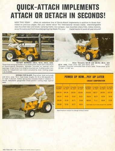 IH International Harvester Cub Cadet Lawn and Garden Tractor Attachment Brochure - Picture 6 of 8