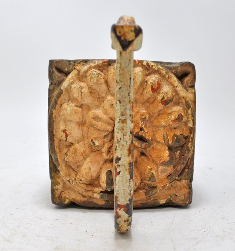 Antique Wooden Wall Hanging 1 Hook Hanger Original Old Hand Carved Polychrome - Picture 8 of 8