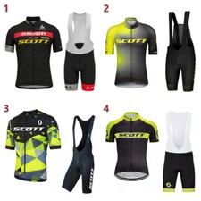 UK Mens Cycling Jersey SCOTT Team Short Sleeve Cycling Kit Jersey and Bib Shorts