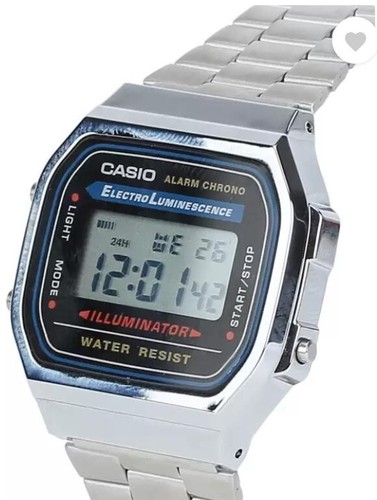 CASIO A-168W Digital Watch Stainless Steel Band Classic Silver Vintage Unisex