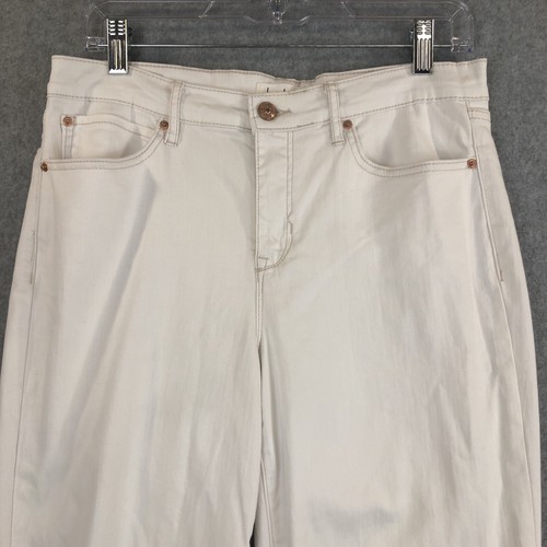 Nicole Miller Tribeca Jeans Ivory Womens Sz-10 Mid Rise Straight Urban Chic - Picture 2 of 12