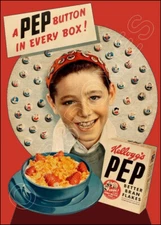 1945 Kellogg's Pep Store Counter Advertising Standup Sign Comic Buttons