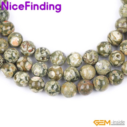 Natural 3A Green Rhyolite Jasper Round Gemstone Beads For Jewelry Making 15" US - Picture 7 of 37