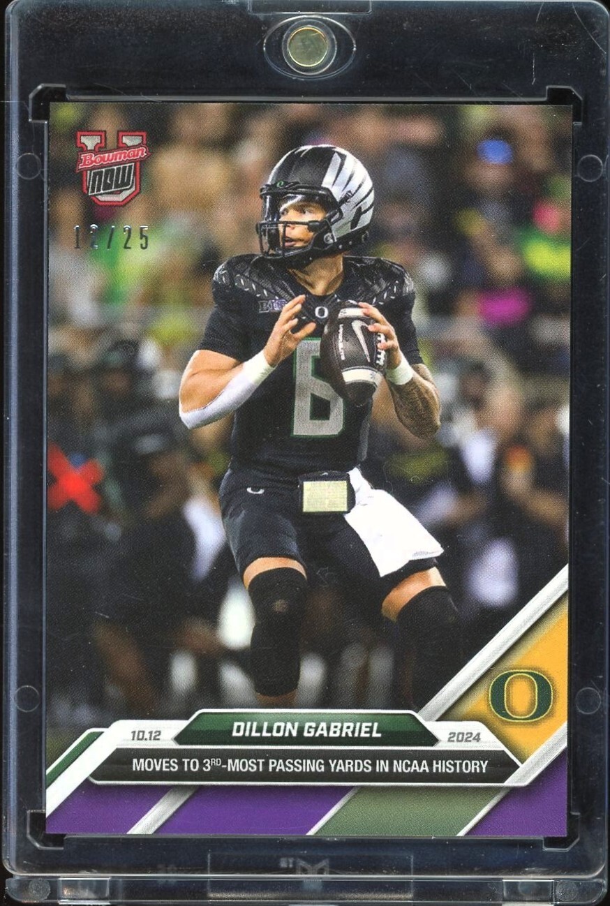 2024 Bowman U Now #29 Oregon Ducks ~ ROOKIE PURPLE 12/25 ~ Dillon Gabriel
