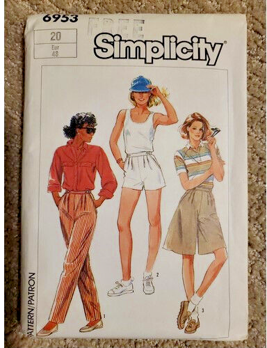 Misses Pants SHORTS Culottes Sportswear Simplicity 6953 Vtg 1985 Sewing Pattern