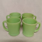 Fire King Jadeite D Handle Mugs 4 Oven Ware 1950's