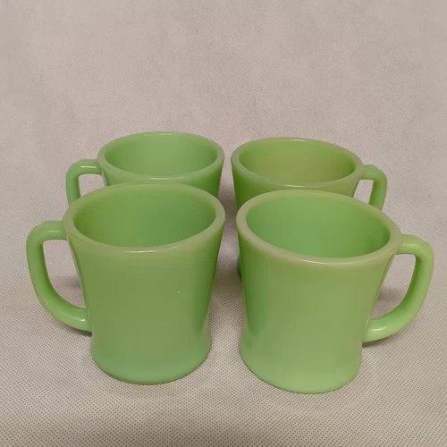 Fire King Jadeite D Handle Mugs 4 Oven Ware 1950's