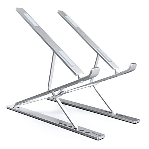 Adjustable Silver Aluminum Laptop Stand for 10-17 Inch Tablets & Laptops