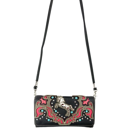 Justin West Rustic Horse Turquoise Stone Stud Floral Conceal Carry Handbag Purse - Picture 62 of 69