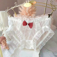 Women Cute Ruffles Underwear Briefs Sheer Mesh Knickers Lolita Panties Comfy New