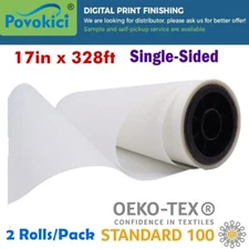 2 Rolls/pack 17in x 328ft DTF Transfer Film Premium Roll - Single Sided DTF Film