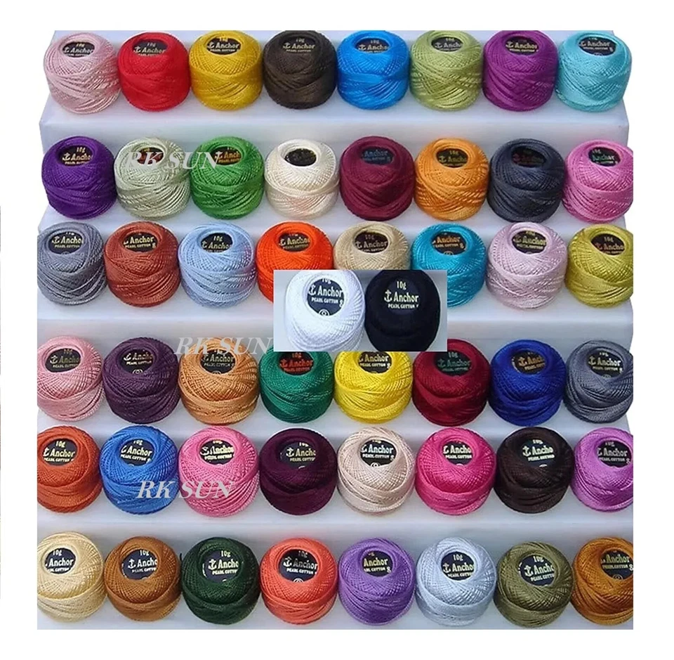 Variegated & Solid Anchor pearl cotton embroidery thread 85 mtr 10 mix color - Image 2 of 2